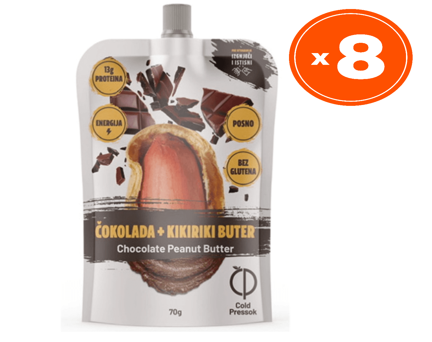 COLD PRESSOK Čoko-kikiriki puter 8x70g