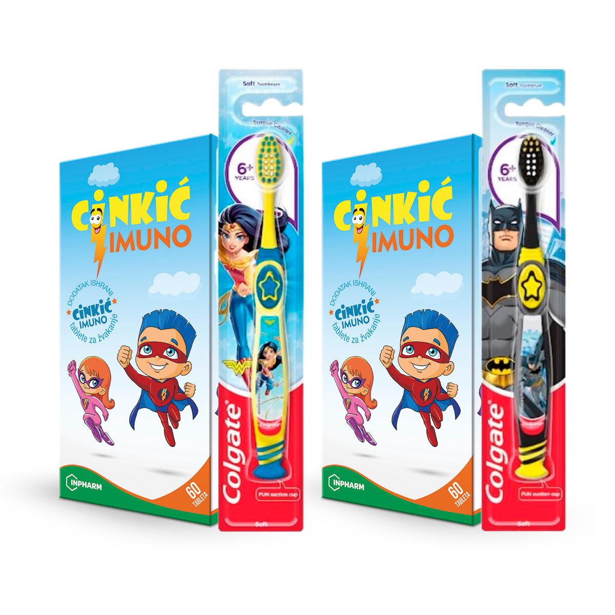 Inpharm Cinkić Imuno, 60 tableta + Colgate Dečija četkica za zube