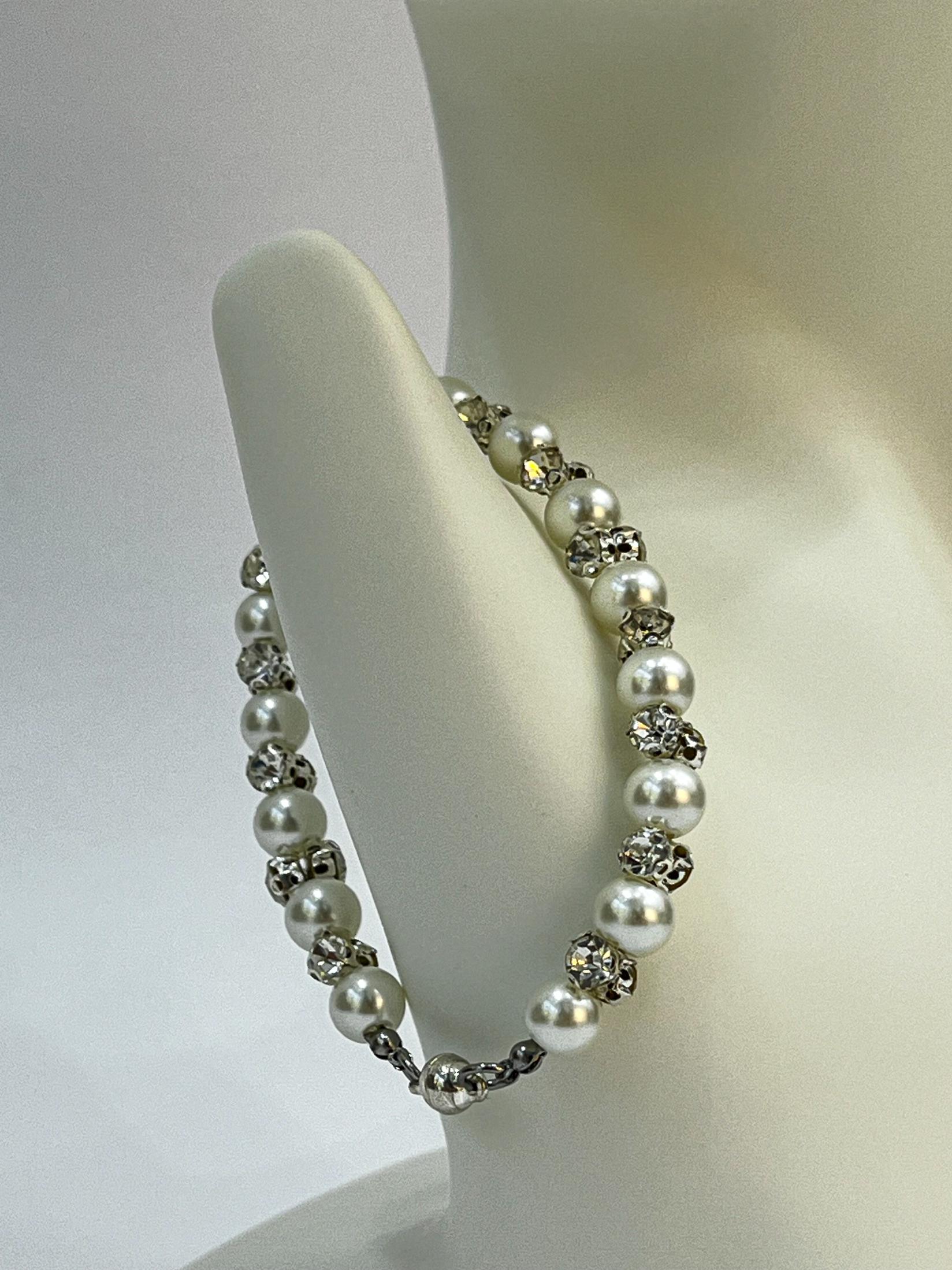 AZIBI Narukvica od bisera i srebrnih cirkona