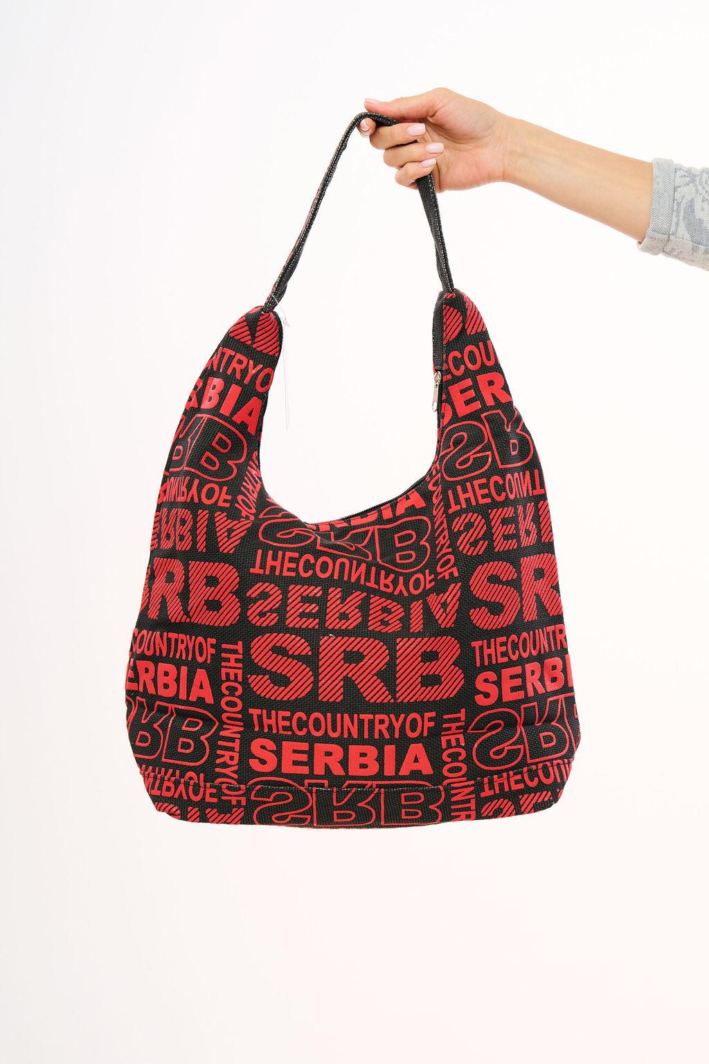 Serbian Ženska velika gradska torba Bold Red- za plažu, grad, pijacu i putovanja, Crveno - crna