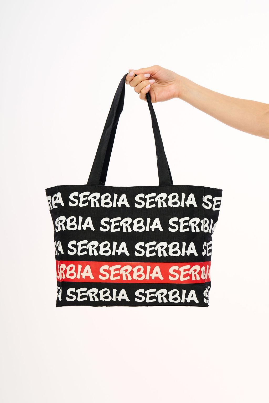 Serbian Ženska univerzalna torba Red Serbia, 38x30cm, Crna