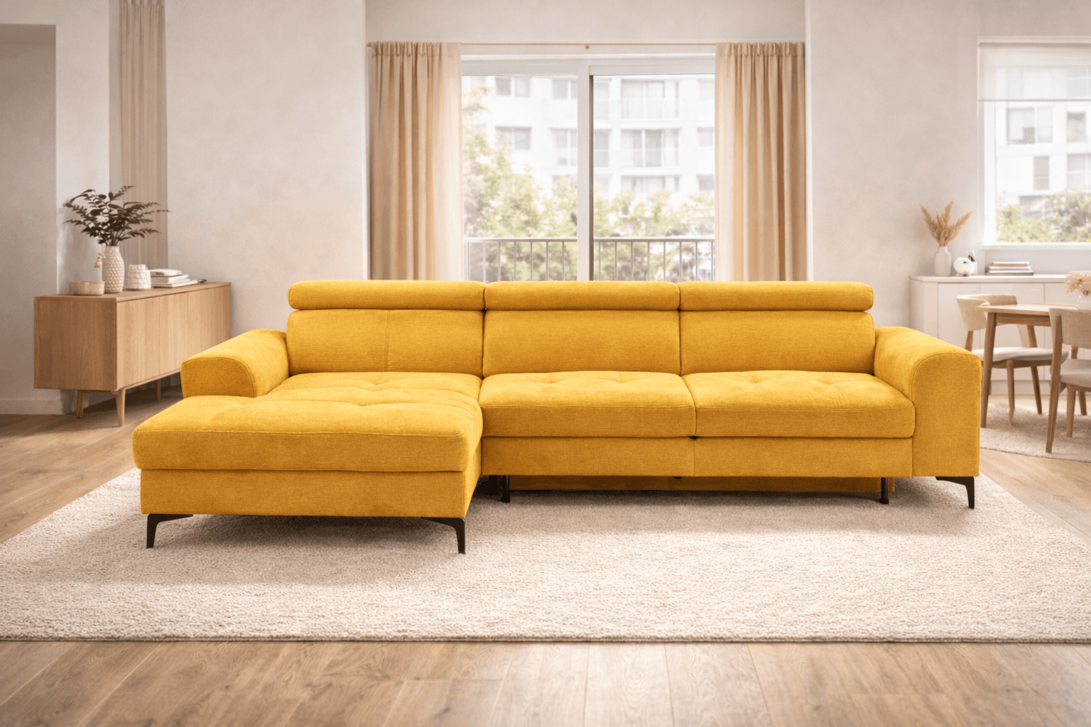 Grand Sistem 001 Ugaona garnitura Belona, Levi ugao, 285x165cm, Žuta