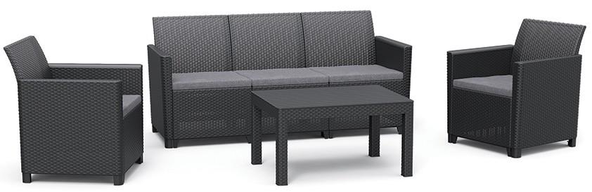 Keter Baštenska garnitura Claire 3 seater, grafit