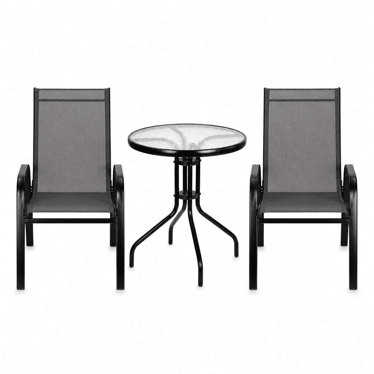 Metalni baštenski set, 2 stolice i sto, Antracit
