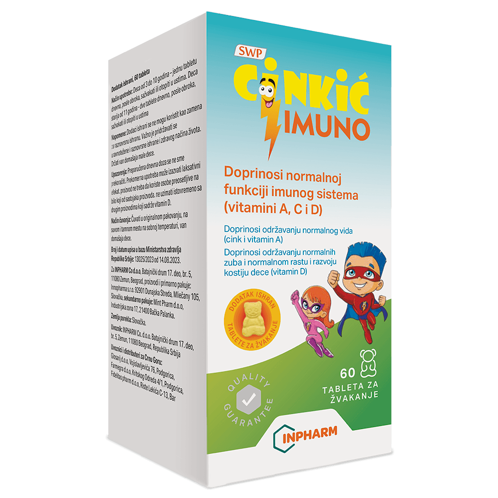 Inpharm Cinkić Imuno, Za imunitet dece, 60 tableta za žvakanje