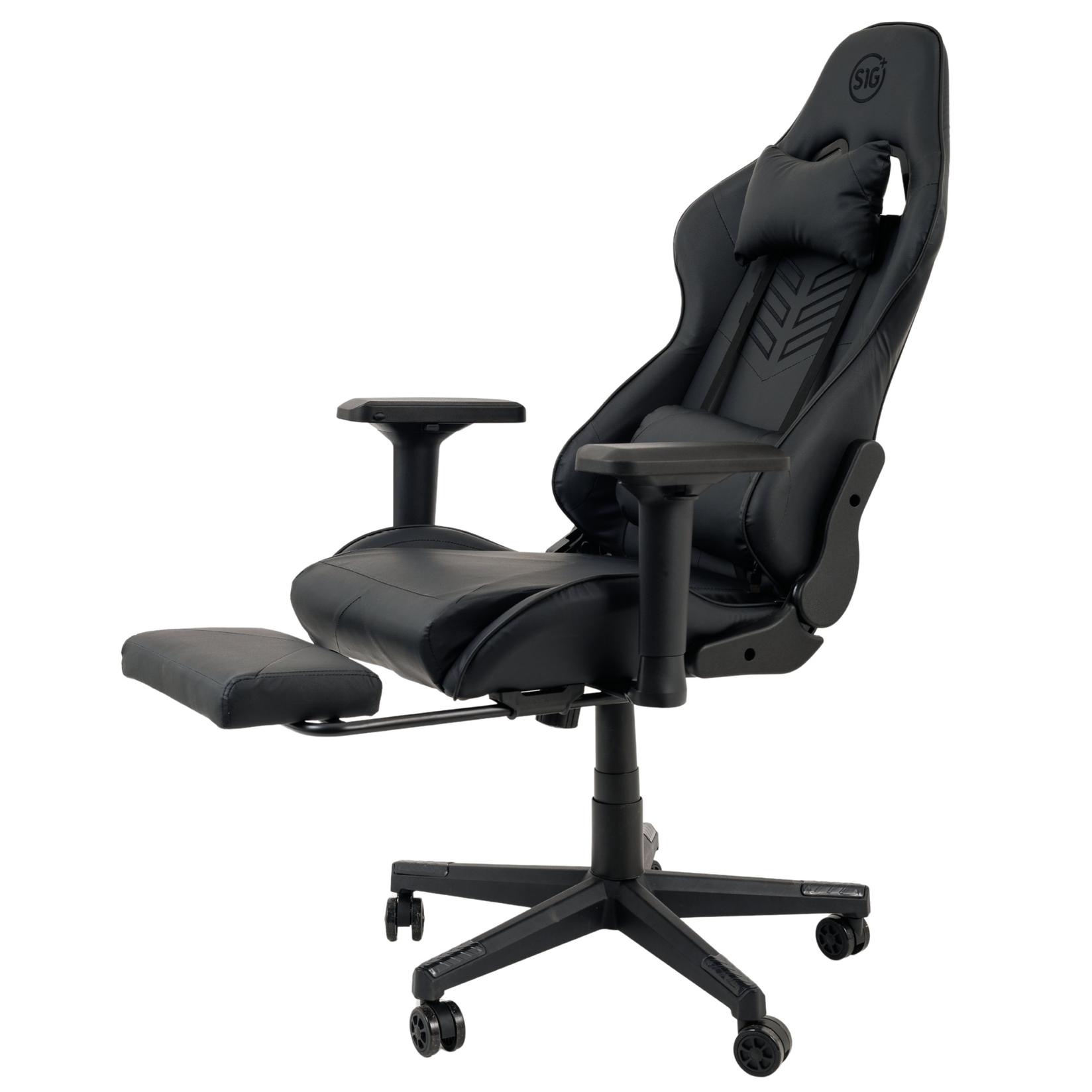 S1G Gejmerska stolica sa dodatkom za noge Plus + USB masažer, Crna