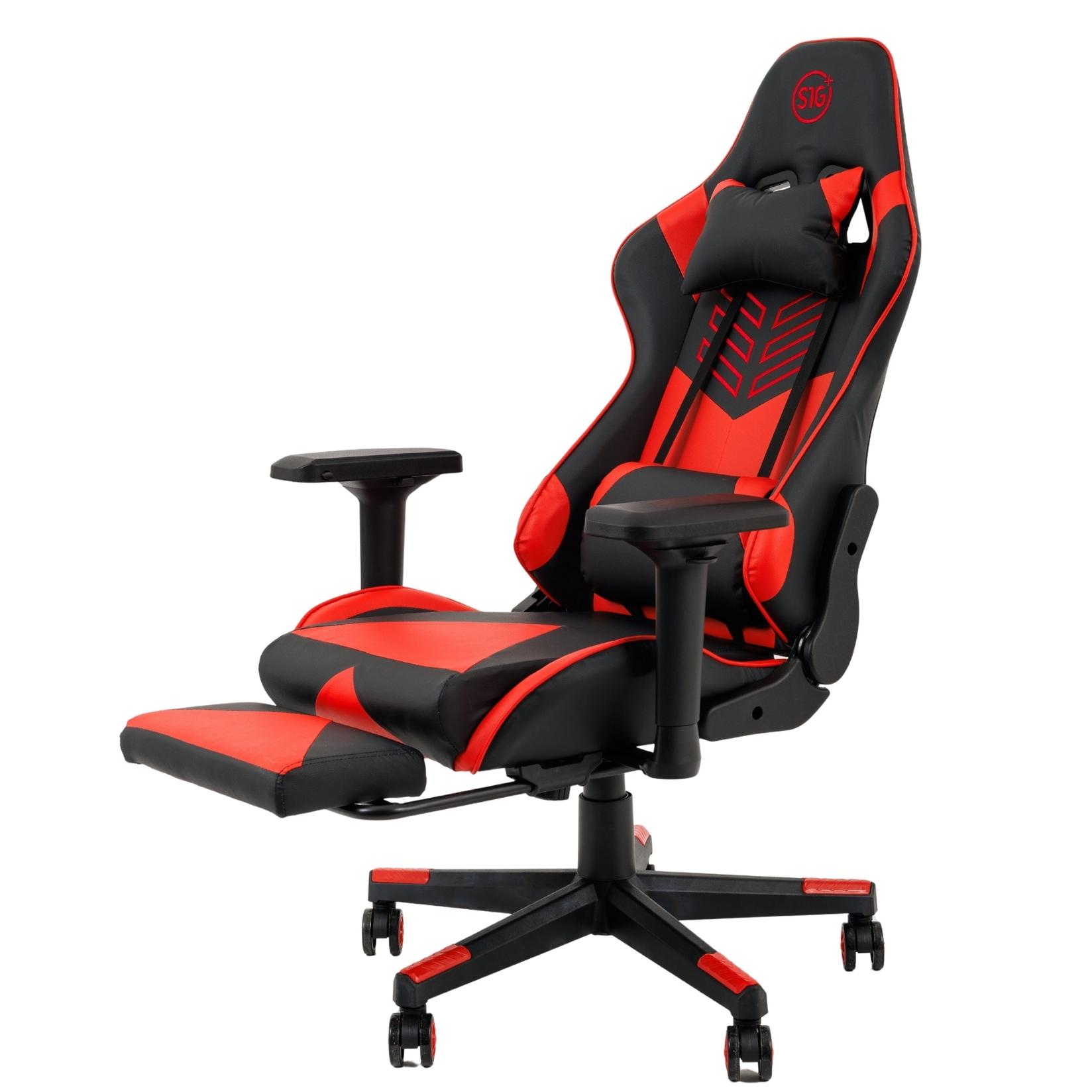S1G Gejmerska stolica sa dodatkom za noge Plus + USB masažer, Crvena