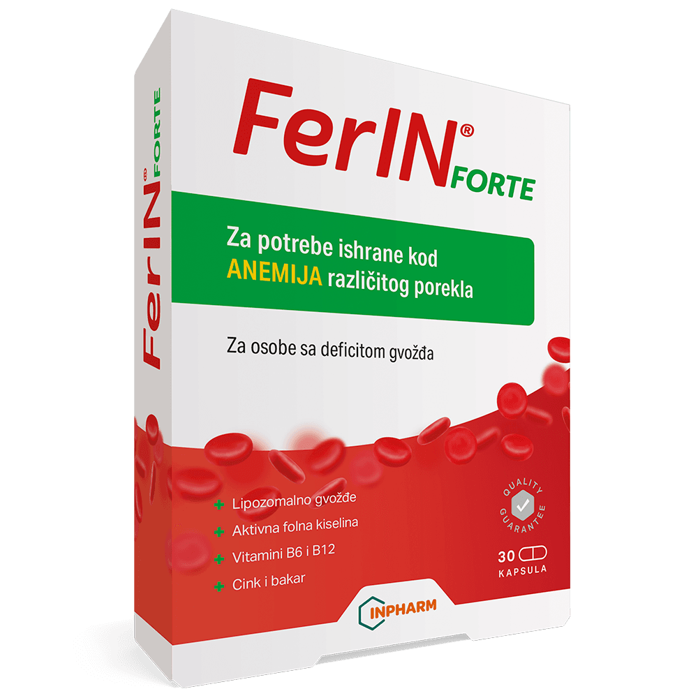 Inpharm FerIN forte, Za anemiju, 30 kapsula