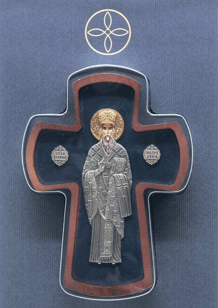 Ikona krst Sveti Vasilije Ostroški, 93x150x22mm