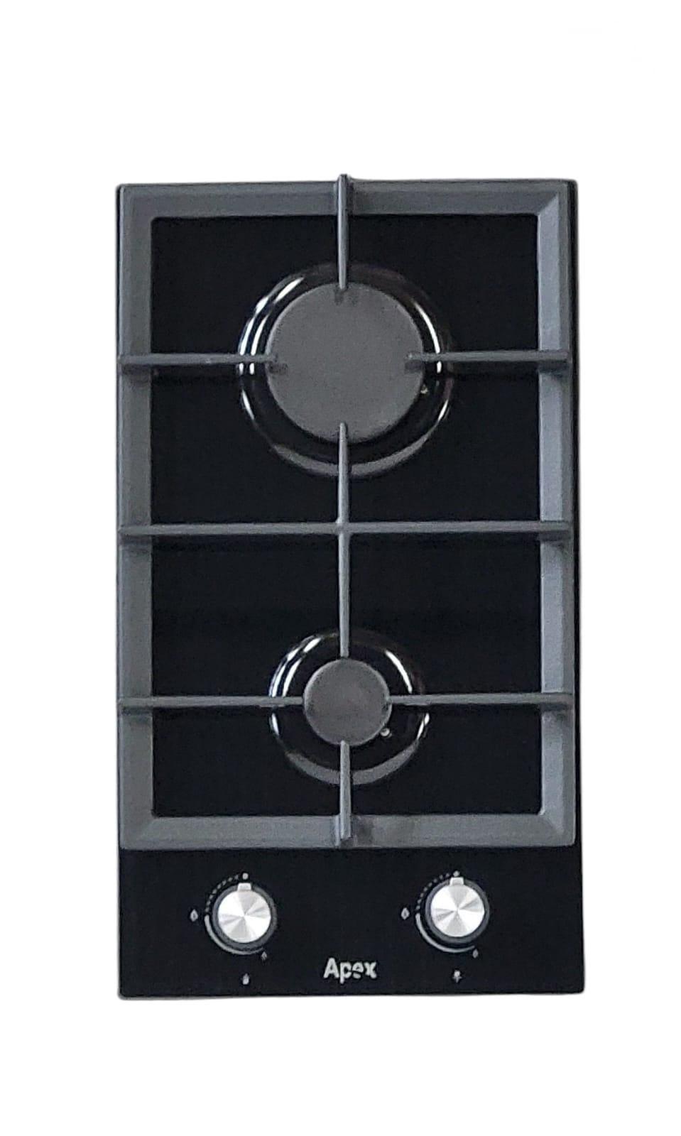 Apex Ugradna plinska ploča, 2 gorionika, Staklo, Termoelement, Crna