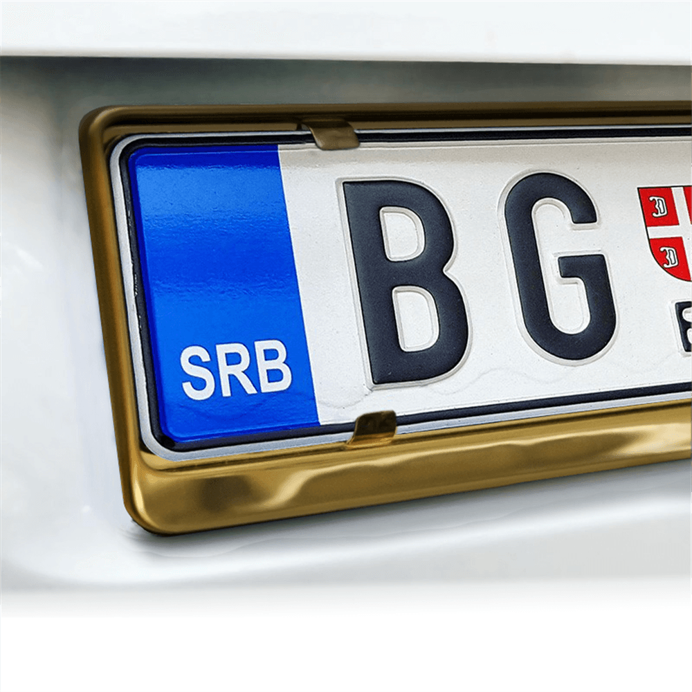 TEHNOMERKUR Inox okvir za registarske tablice, 520x110 mm, Zlatne boje