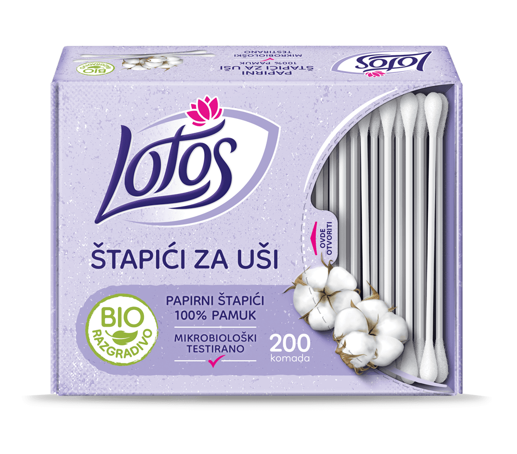 Lotos Vateni štapići za uši, 200 komada
