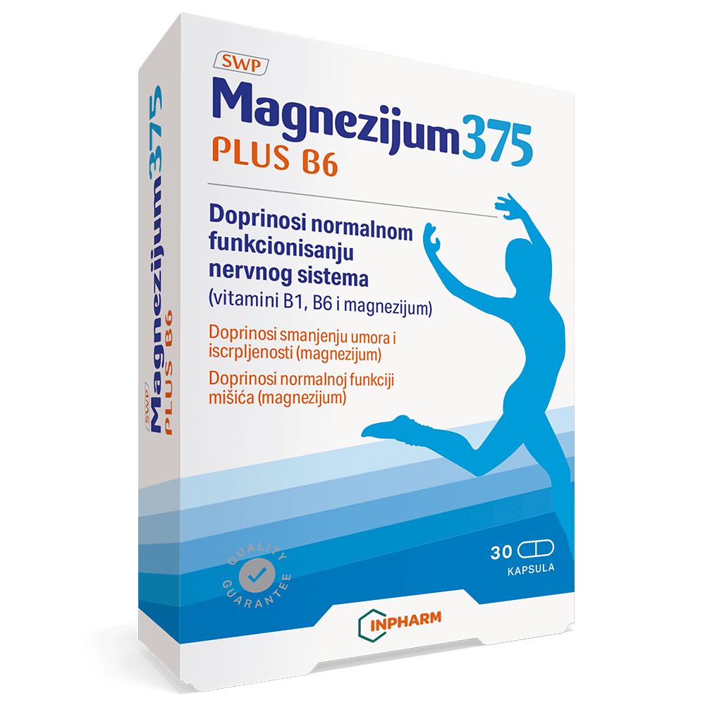 Inpharm Magnezijum 375 Plus B6 magnezijum, 30 kapsula