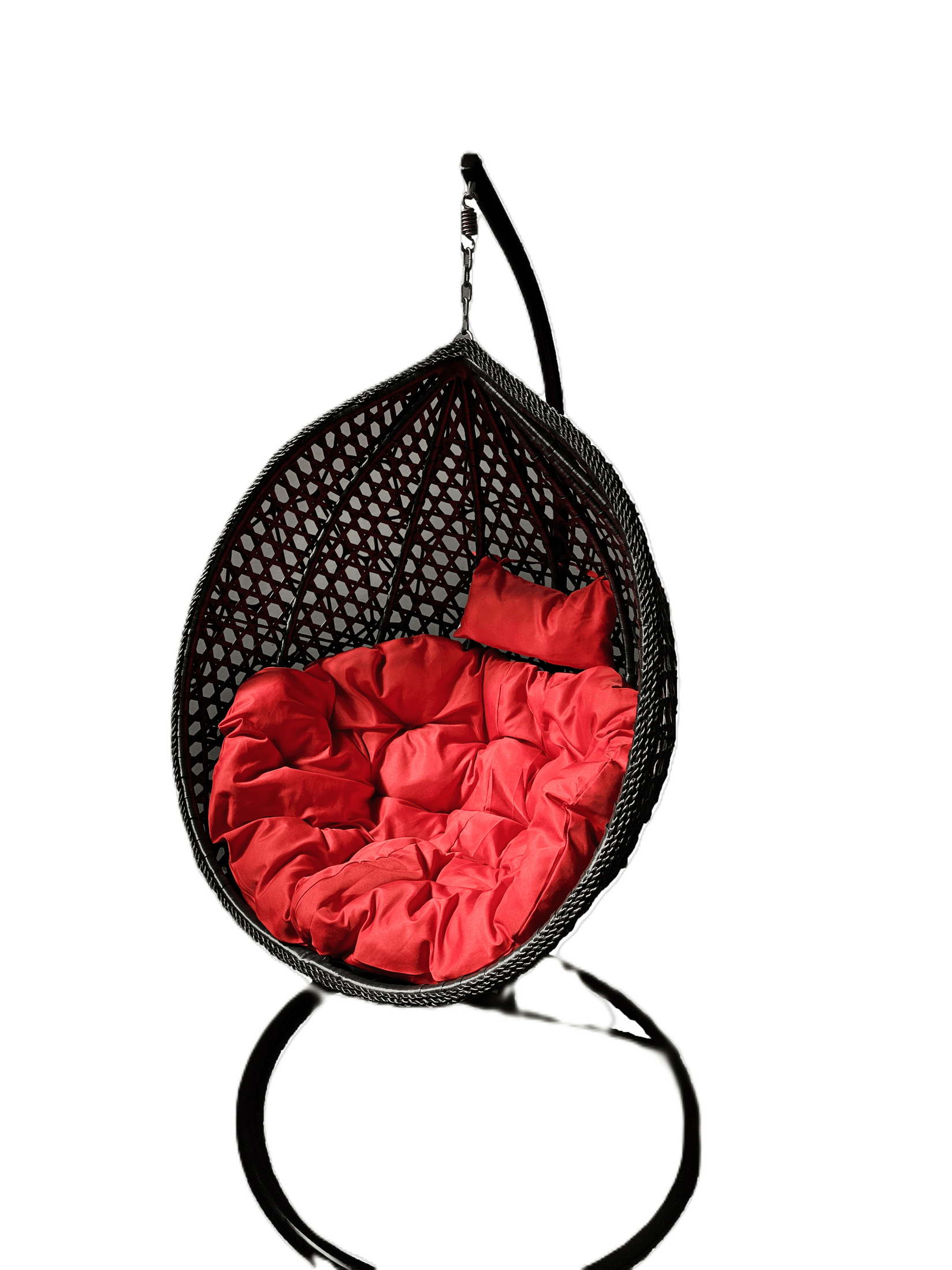 Jang Viseća fotelja Gnezdo - Jaje Lux, crveno jastuče, Crna