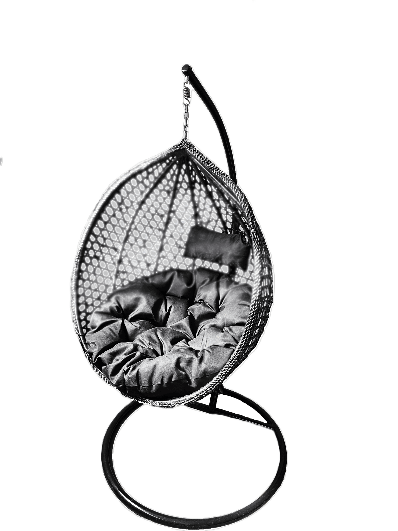 Jang Viseća fotelja Gnezdo - Jaje Lux, tamnosivo jastuče, Crna