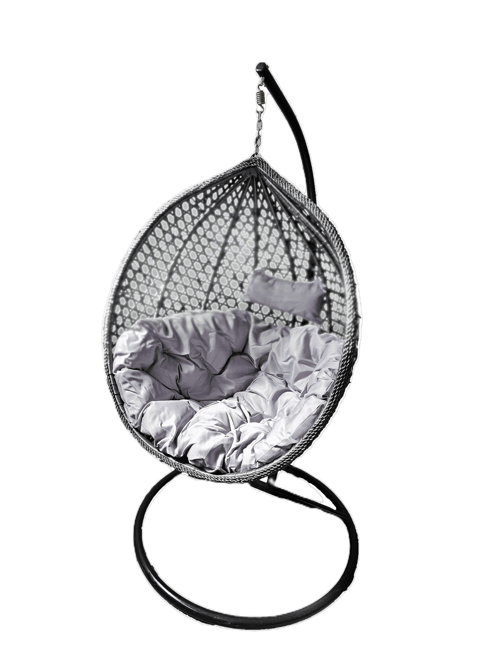 Jang Viseća fotelja Gnezdo - Jaje Lux, sivo jastuče, Crna