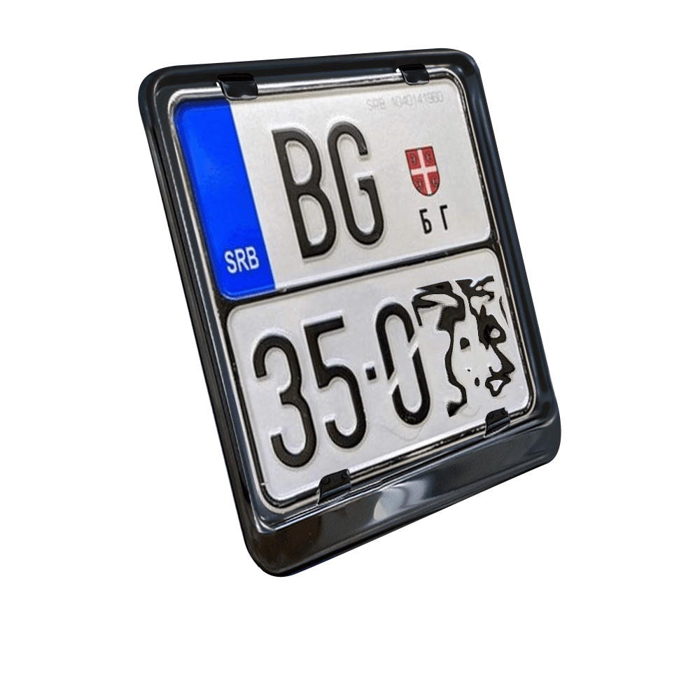 TEHNOMERKUR Inox okvir za registarske tablice za motore, 153x153 mm, Crni