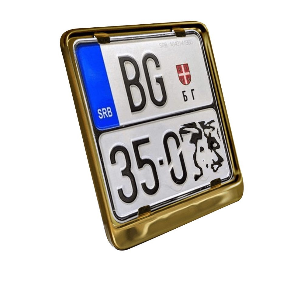 TEHNOMERKUR Inox okvir za registarske tablice za motore, 153x153 mm, Zlatne boje