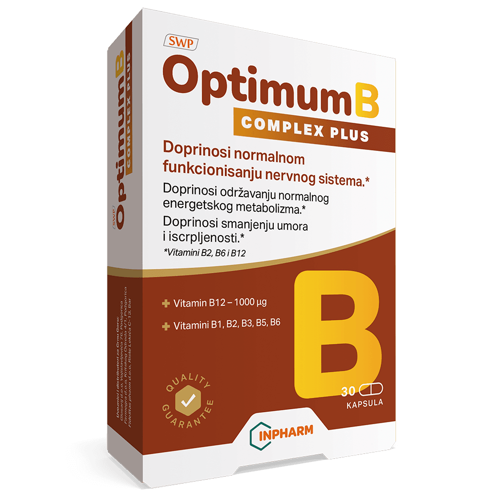 Inpharm ptimum B Complex Plus kompleks B vitamina, 30 kapsula