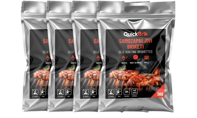QuickBrik Samozapaljivi briketi za roštilj PRO, Paket 4 x 2kg