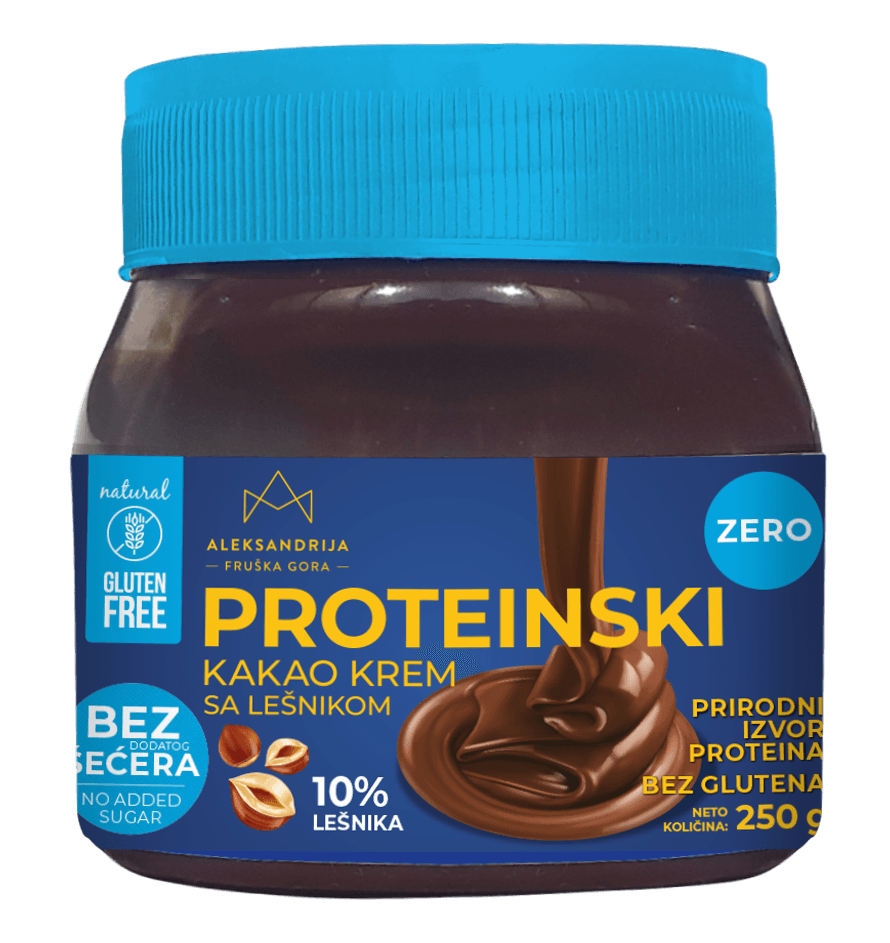 ALEKSANDRIJA Bezglutenski proteinski kakao krem bez dodatog šećera, 250g