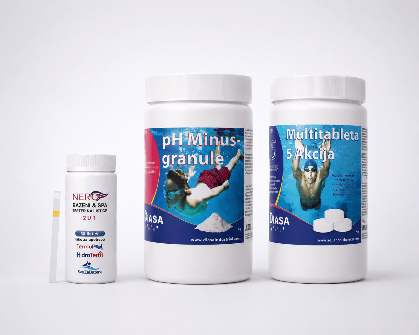 Set hemije za održavanje bazena Osnovni Paket, 3 proizvoda