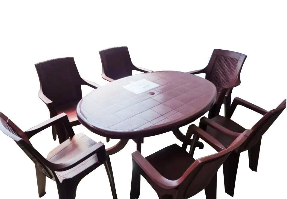 Sanja IPPI Baštenski set, Sto i 6 stolica Ema Ratan, 140x100cm, Bordo