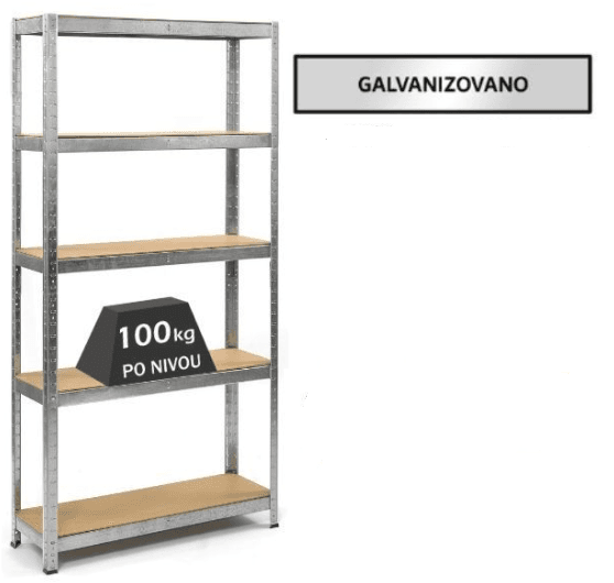 SMART STORAGE Polica metal medijapan 180x90x35cm 5x100kg
