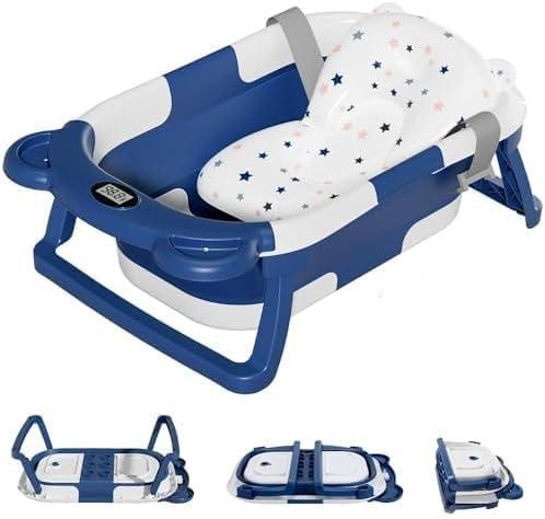 Sklopiva kadica za kupanje beba sa termometrom, Teget