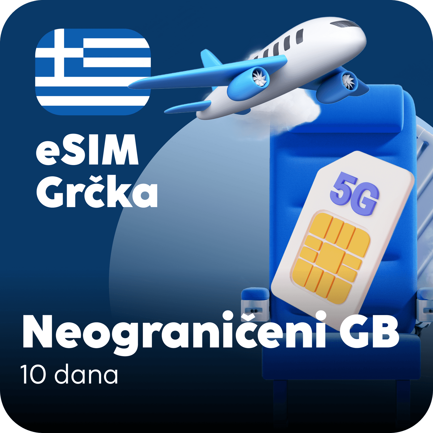 Grčka eSIM kartica - Neograničena količina prepaid mobilnih podataka za 10 dana