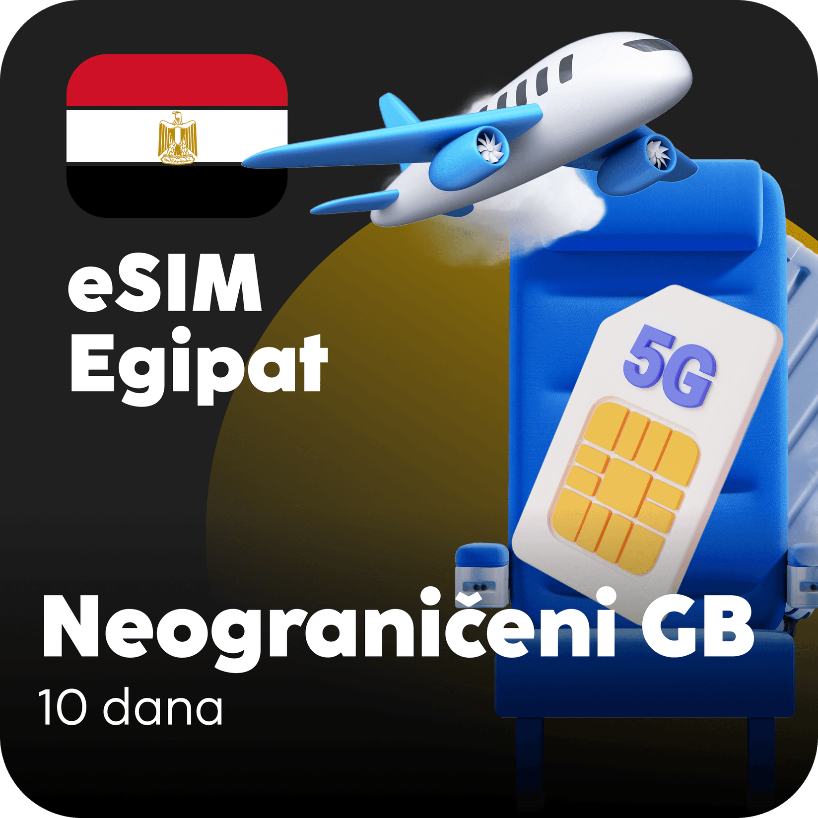 Egipat eSIM kartica - Neograničena količina prepaid mobilnih podataka za 10 dana