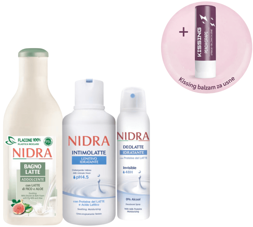 Nidra Paket proizvoda za negu tela + Kissing balzam za usne