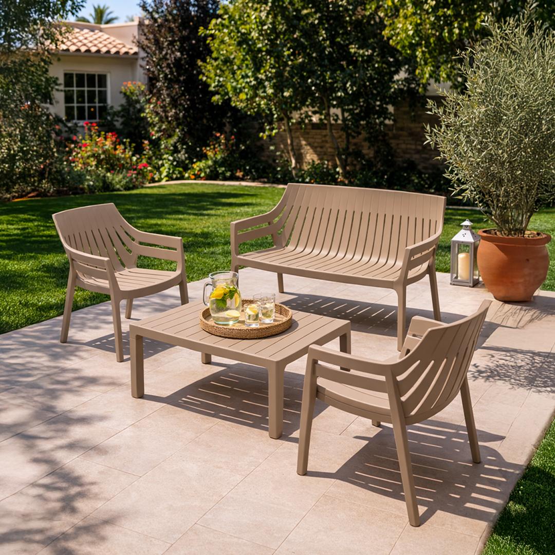 Bolzz Baštenski set Hilton, Dvosed + 2 sofe + Sto, Bež