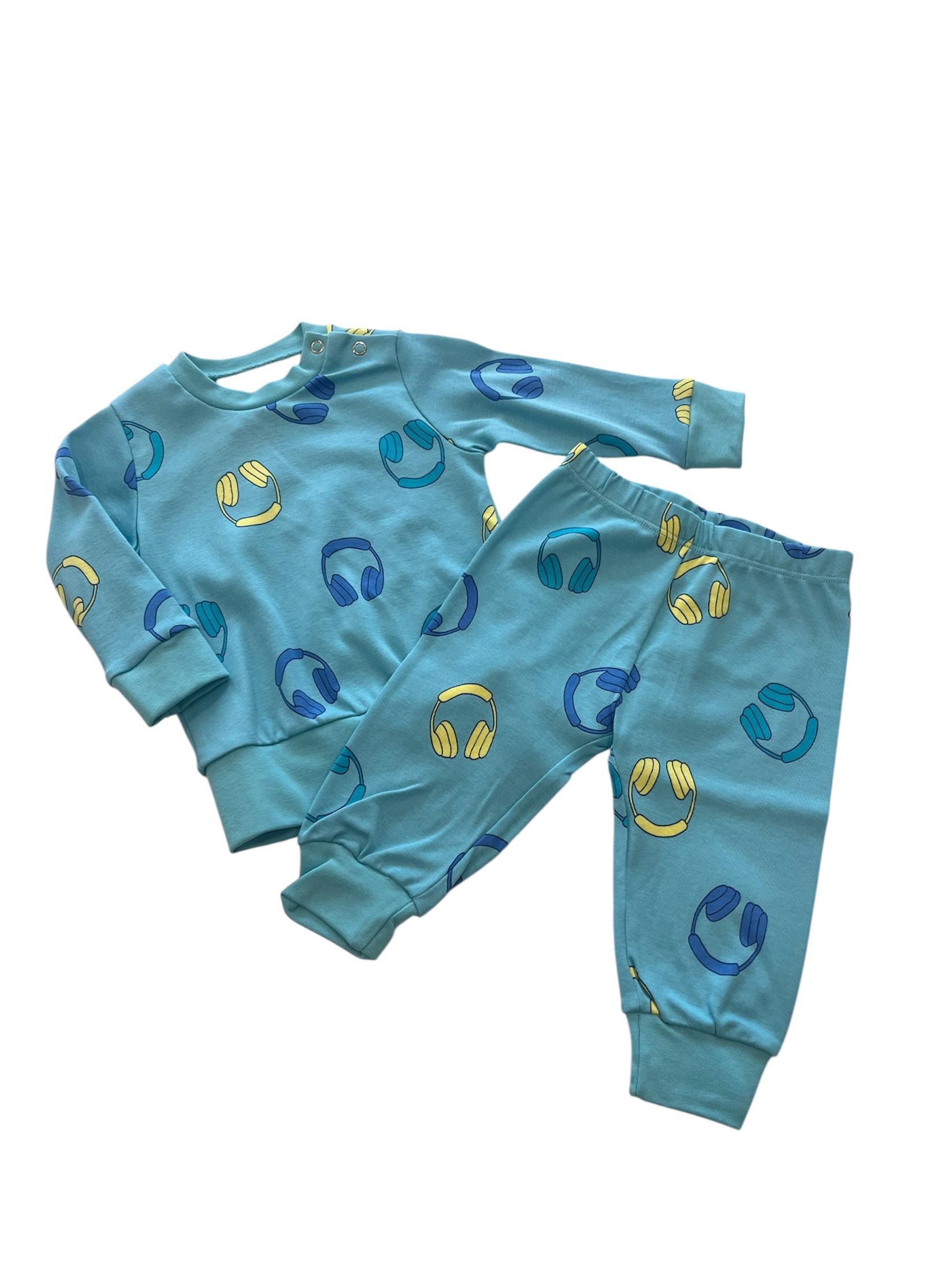 Jasmil Pidžama za dečake kratkih rukava, Tirkizna