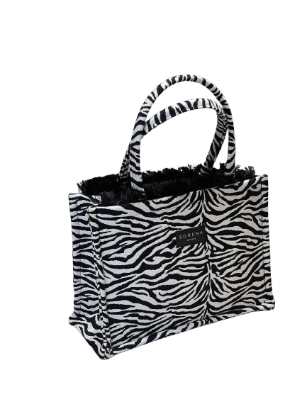 Sorena Handmade Ženska srednja tote torba Zegnia, Crno-bela