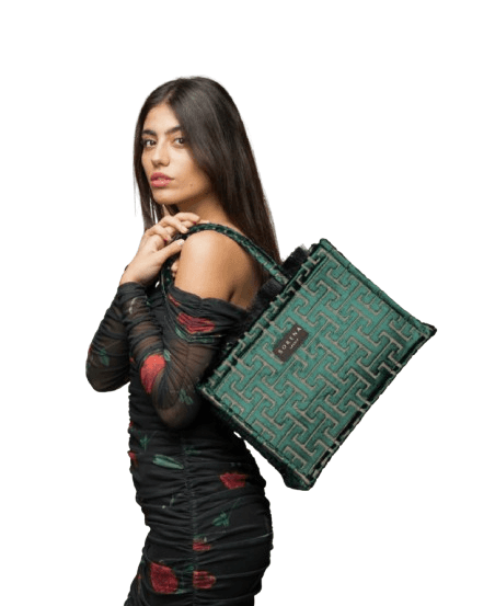 SORENA HANDMADE Ženska torba Nafsika medium tote, Zelena