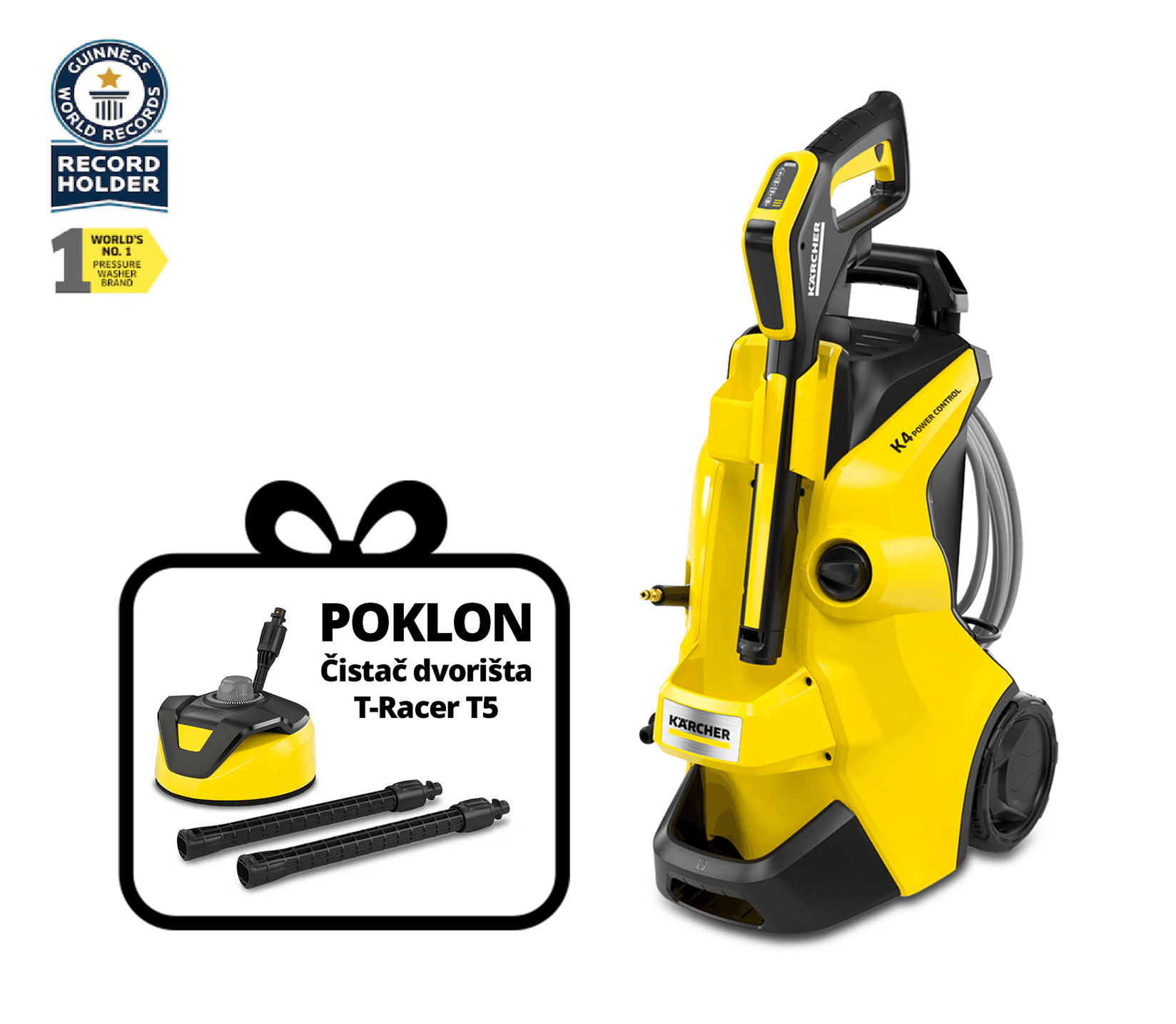 Karcher Perač pod pritiskom  K4 Power Control Flex + Čistač dvorišta T-Racer T5, 130 bara