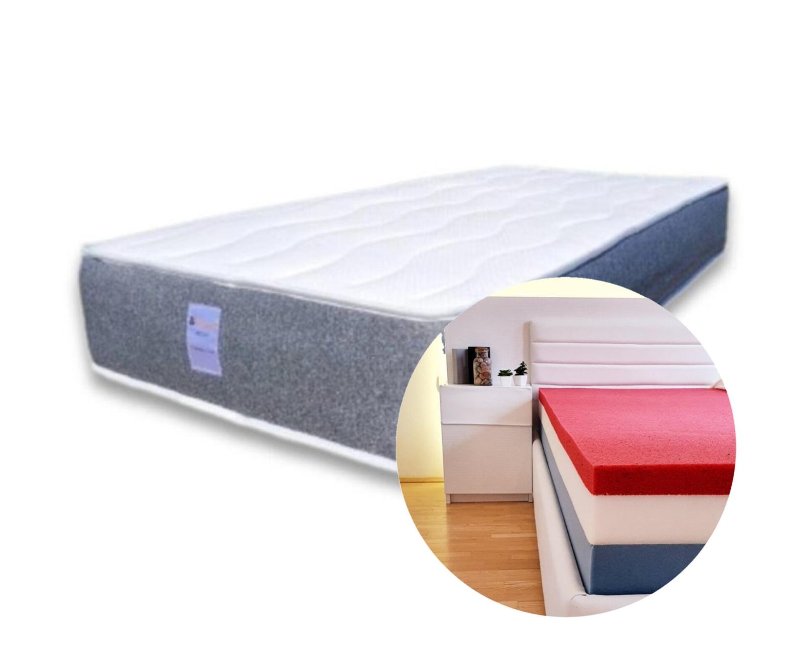 Ns foam Dušek Trio, 90 x 200, Belo - sivi