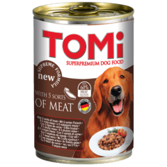 0 thumbnail image for TOMI Vlažna hrana za pse u konzervi - 5 vrsta mesa 400g