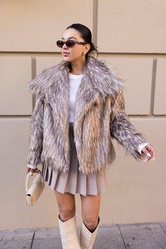 0 thumbnail image for Fashion Hunter Ženska bunda Shades Oof Fur Premium, Bež