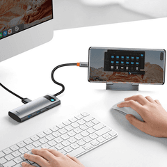 4 thumbnail image for BASEUS HUB Adapter Metal Gleam Series 7-in-1 Multifunctional Type-C (Type-C to HDMI*1+USB3.0*2+USB-C*1+PD*1+SD/TF*1)