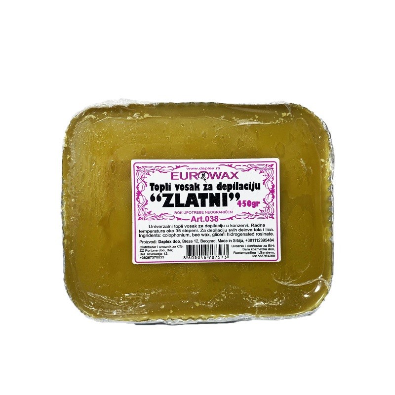 Eurowax Topli vosak za depilaciju, Zlatni, 450g