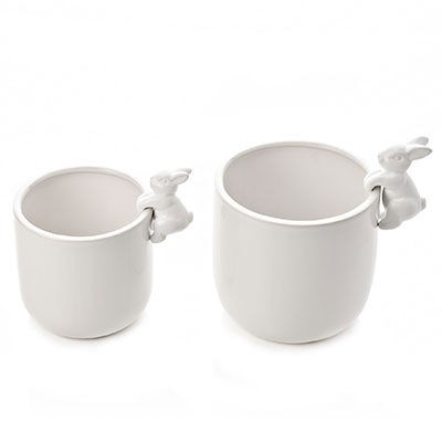 Saksija Hestia Bunny Planters, 2 komada, Bela