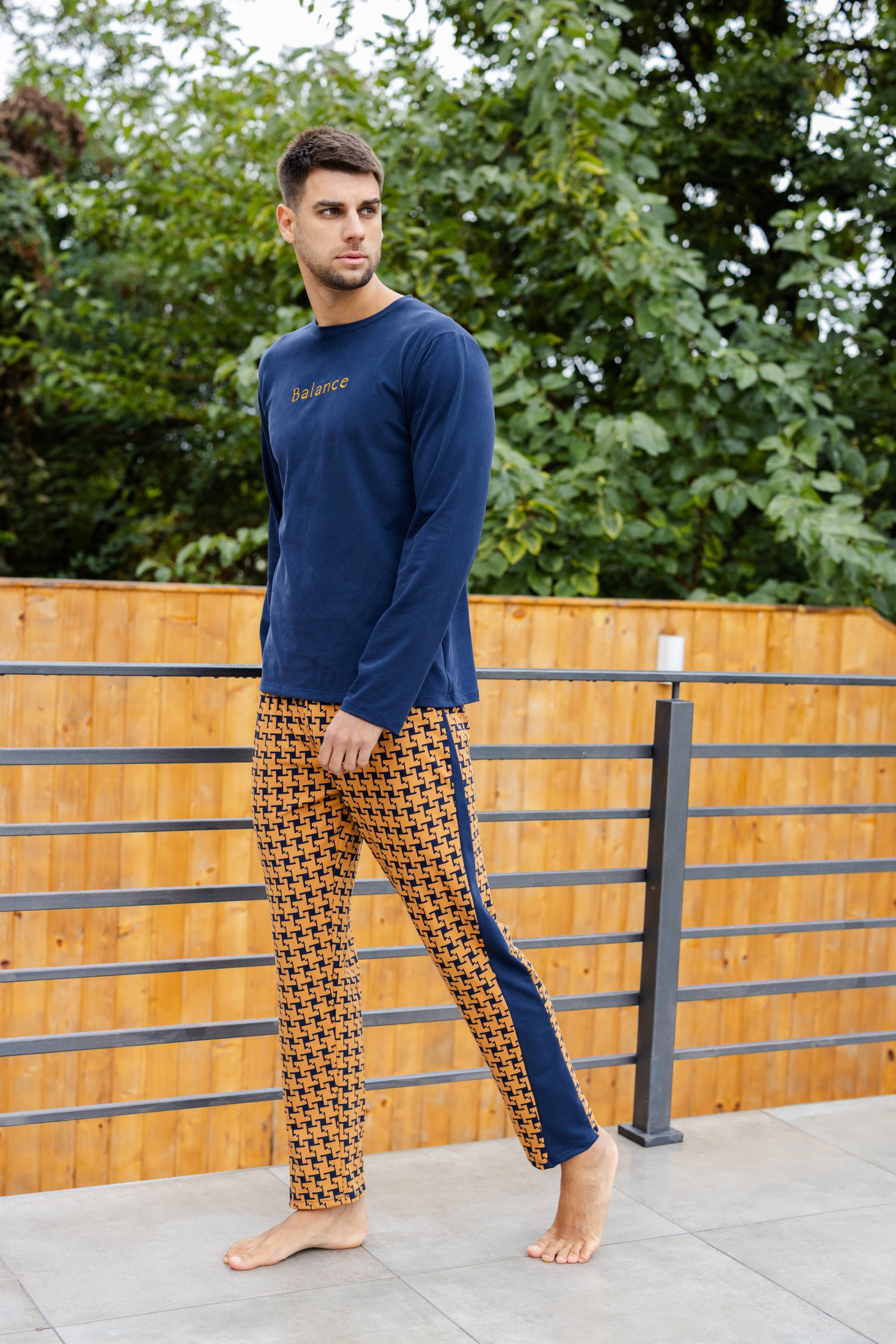 Muška pidžama Floki, Narandžasto-teget