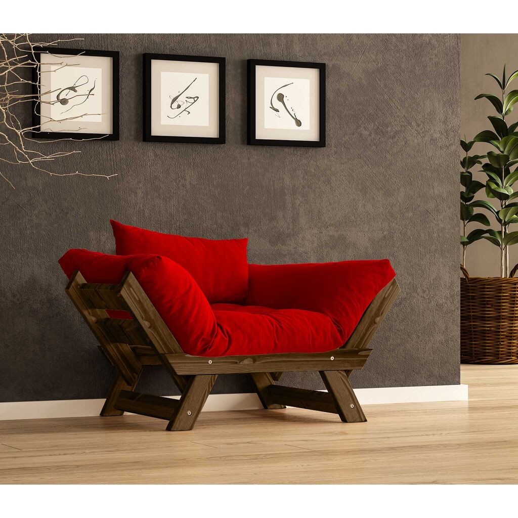 Hanah Home Baštenska sofa sa jednim sedištem i jastukom, Orah i crvena