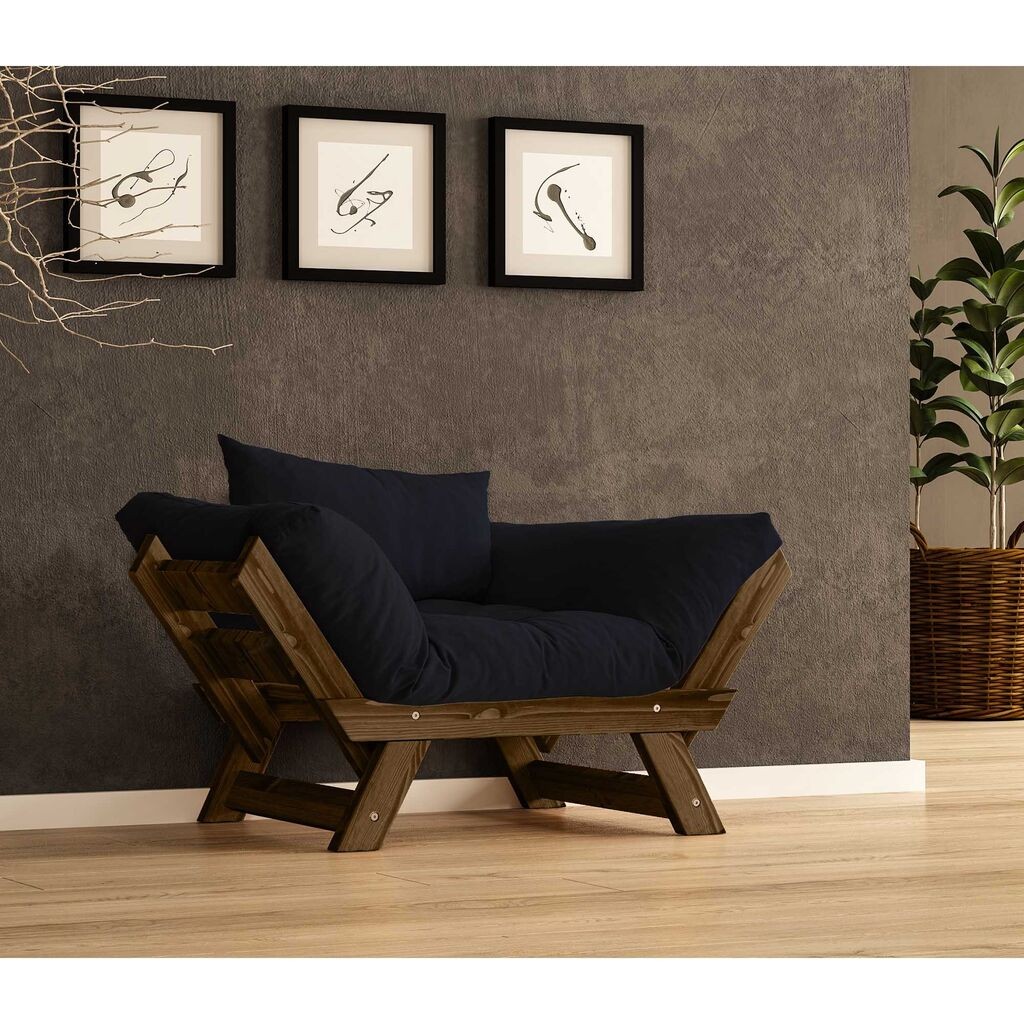 Hanah Home Baštenska sofa sa jednim sedištem i jastukom, Orah i crna