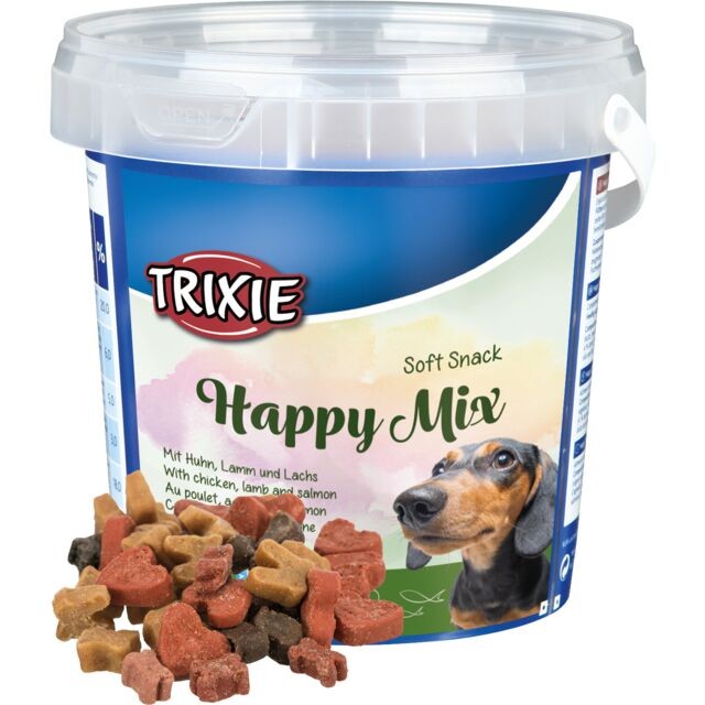 TRIXIE Poslastice za pse Soft Snack Happy Mix, Piletina, jagnjetina i losos, 500 g