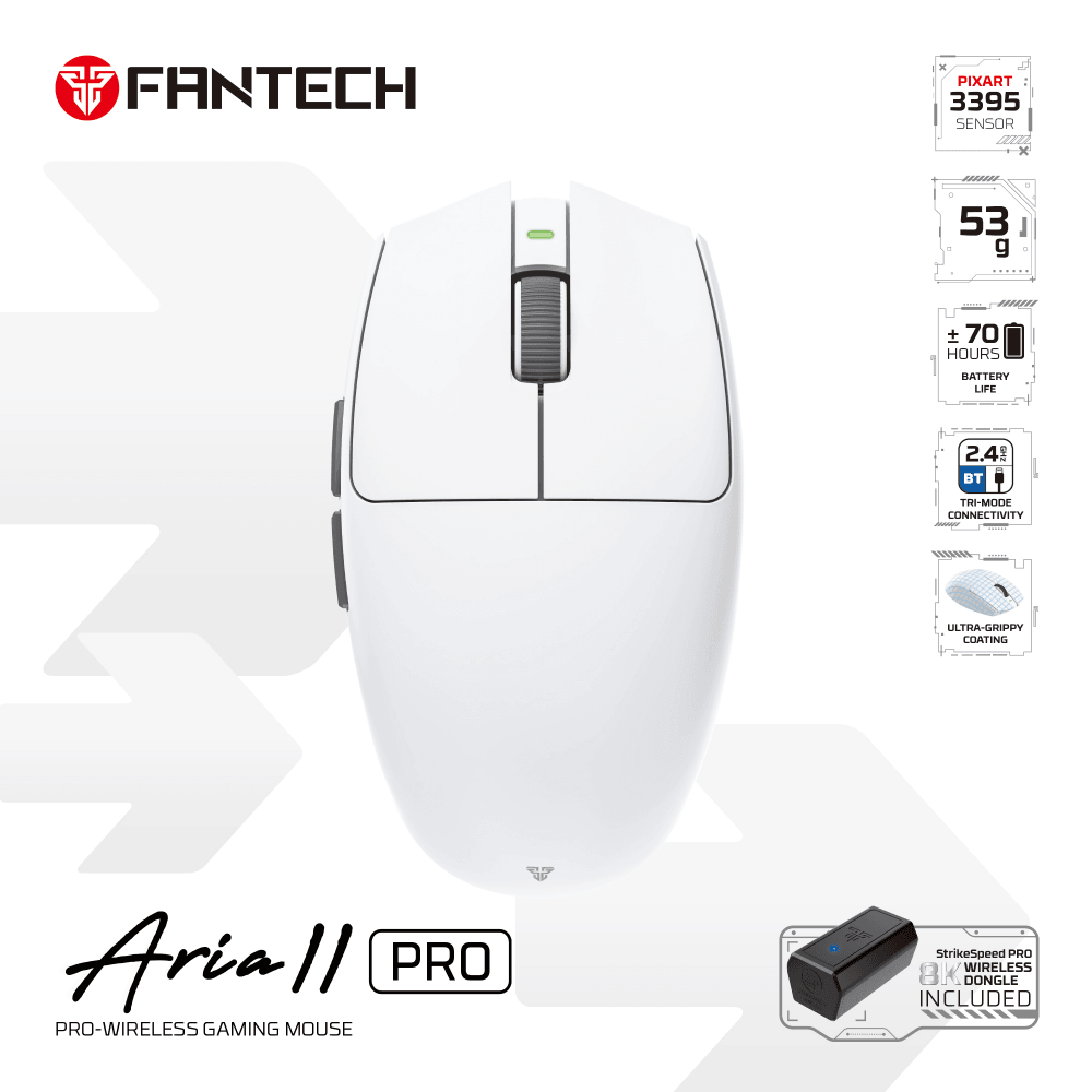 Fantech Gaming miš XD7V2P Aria II PRO, Wireless, Beli