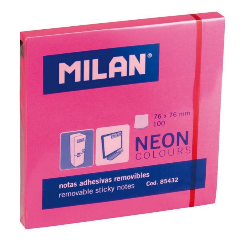 Milan Factis  Samolepljivi blokčić Pink, 76x76mm, 100 listova