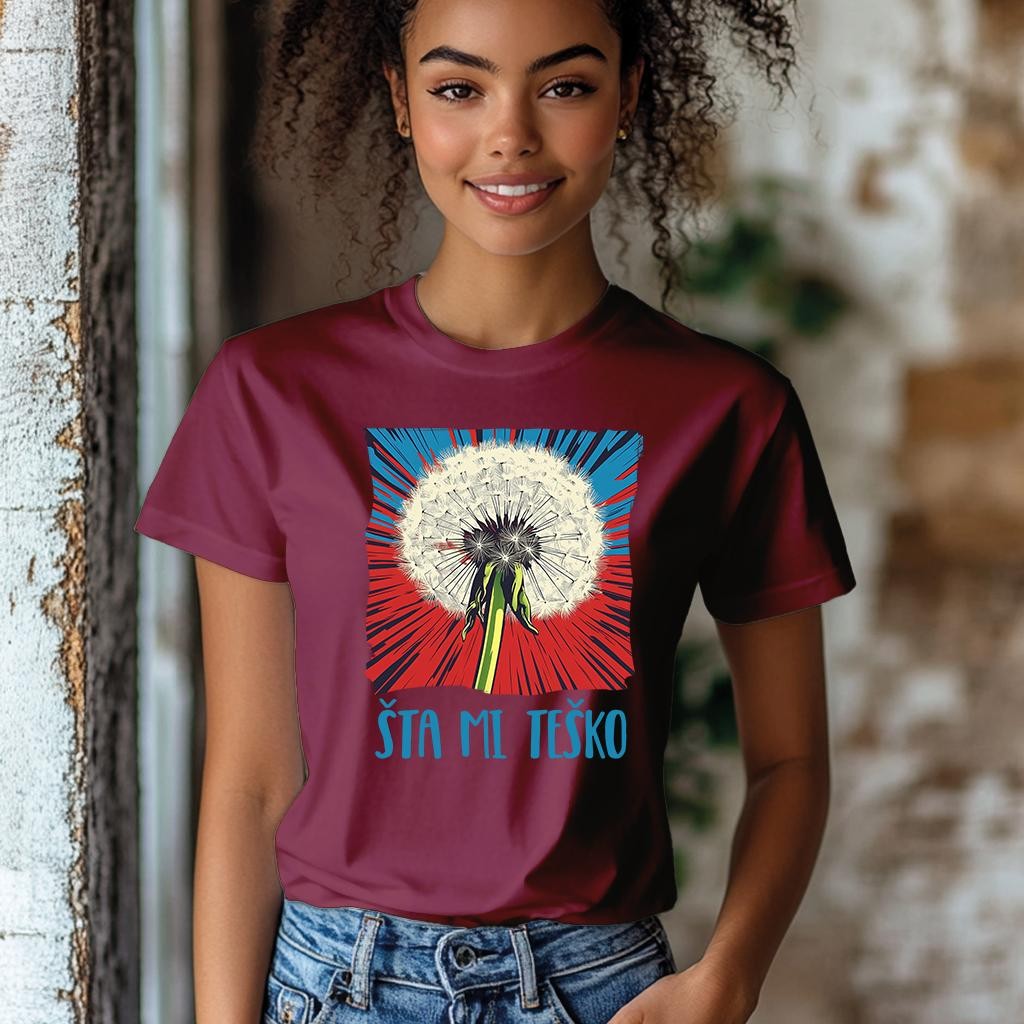 Camiseta Majica sa štampanim printom Cam 965A, Ženska, Bordo